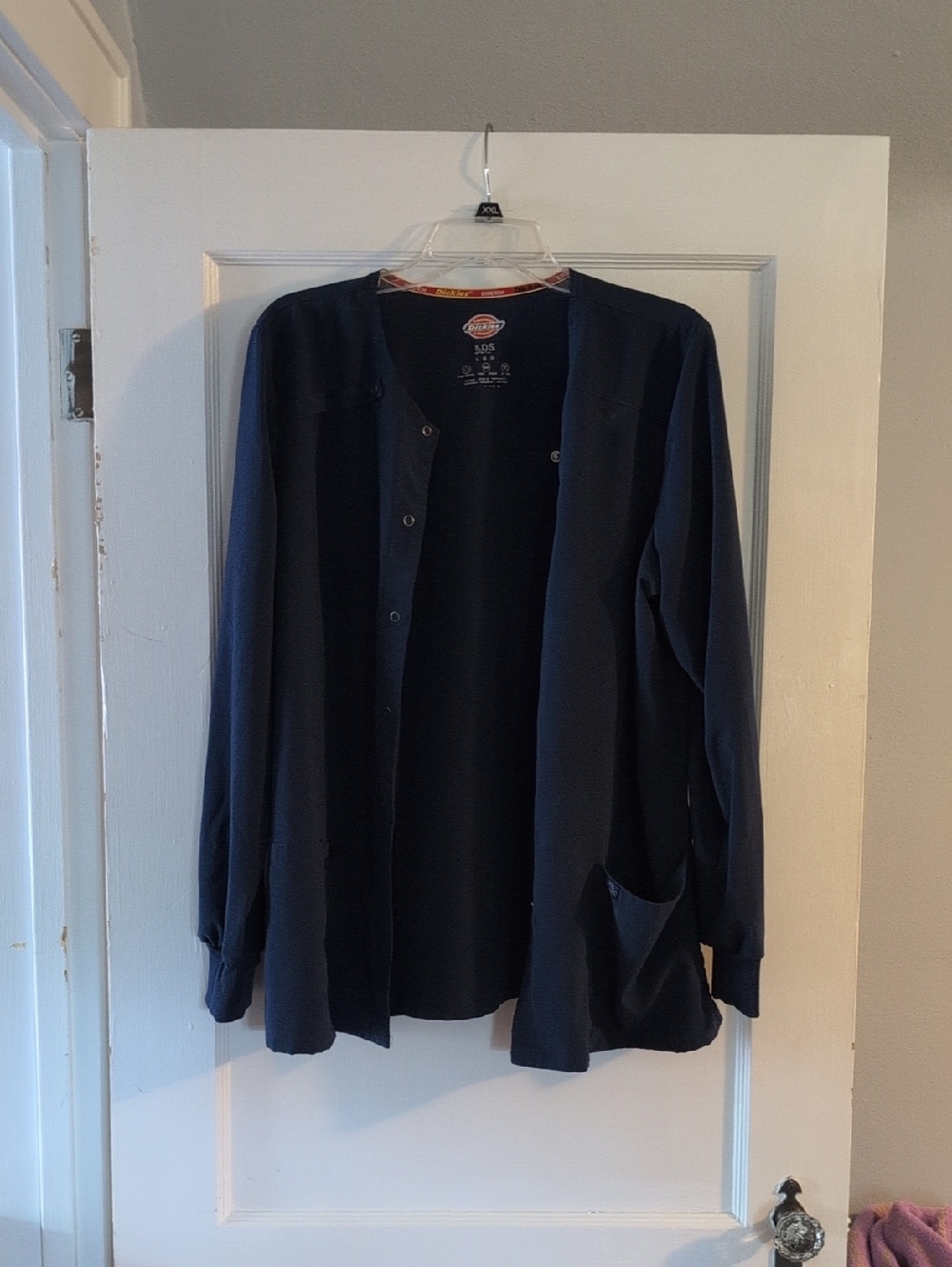 Dickies Navy Button-Front Work Scrub Jacket